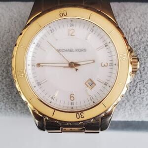 Michael Kors Women's Watch MK5174 41mm‎ Gold Tone Mother of Pearl Dial with Date